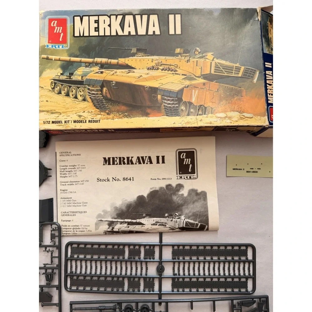 AMT ERTL Merkava II Israeli Main Battle Tank 1/72 Scale Model Kit 8641 Vintage